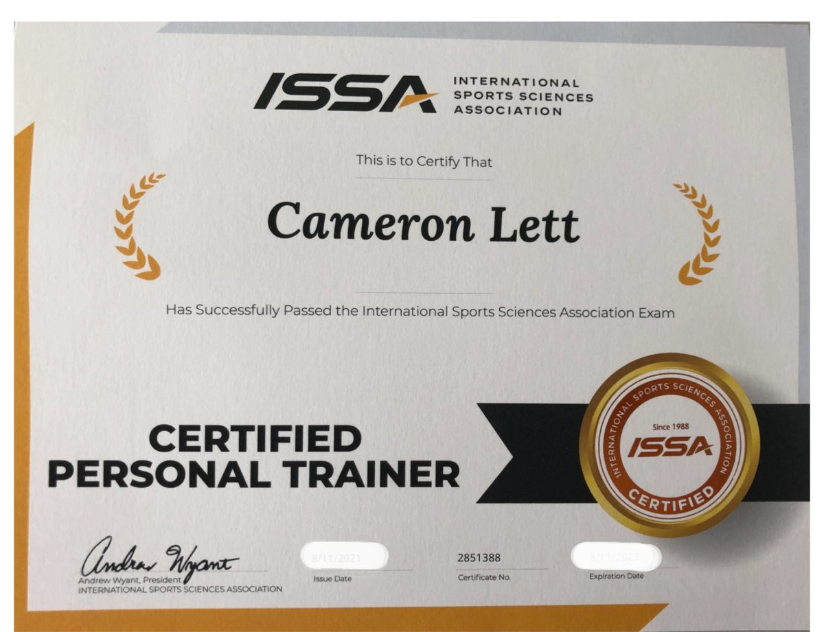 Personal trainer certification from the International Sports Sciences Association